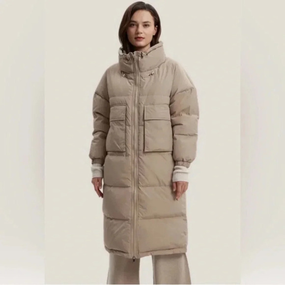 NAP loungewear Oversized Padded Down Puffer Coat in a neutral Sand size medium - Picture 13 of 13